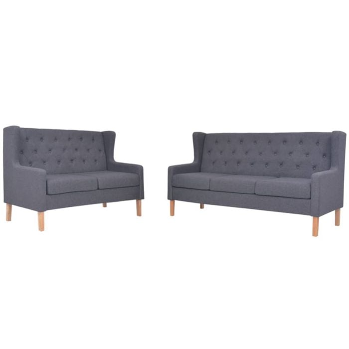 vidaXL Sofa Set 2 Piece Fabric Grey Couch Lounge Seat Living Room Furniture