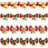 Catzon 20 Pcs Christmas Mini Bows with Bells for Christmas Ornaments