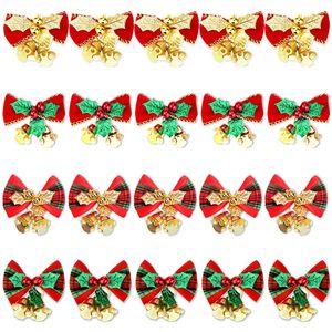Catzon 20 Pcs Christmas Mini Bows with Bells for Christmas Ornaments