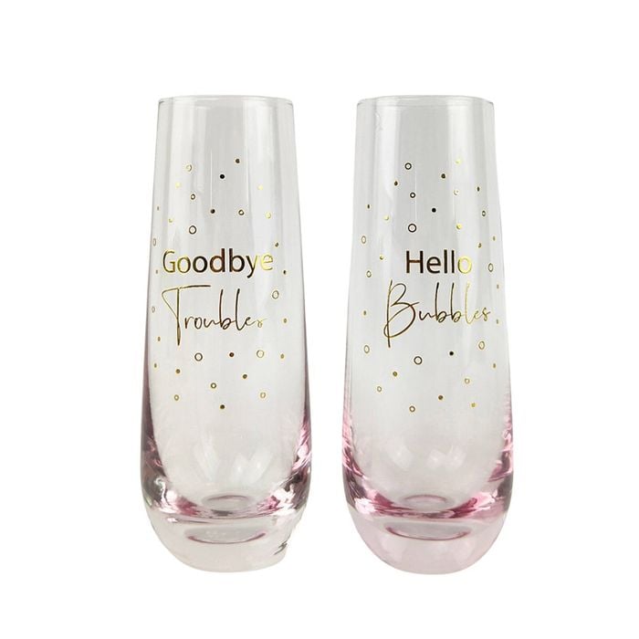 2pc Urban 16cm Hello Bubbles Champagne Glass - Gold/Pink
