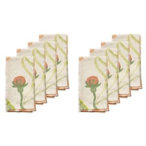 2x 4pc Ecology Hand-Painted Midsummer Cotton/Linen Napkins 180gsm 45x45cm