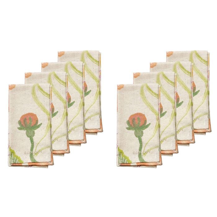 2x 4pc Ecology Hand-Painted Midsummer Cotton/Linen Napkins 180gsm 45x45cm
