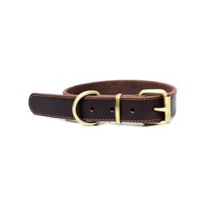 CottonMore 100% Real Leather Dog Collar Strength w Sturdy buckle and D-ring - M