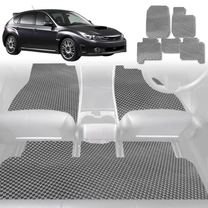 6D Diamond Car Floor Mats for Subaru Impreza 2007-2011-Full Set-Grey-Outback GT