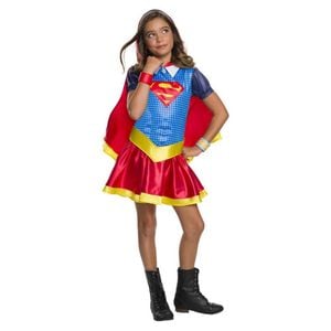 Supergirl Hoodie Halloween Costume for Kids Dress with Cape Belt Headband Cuffs, Large