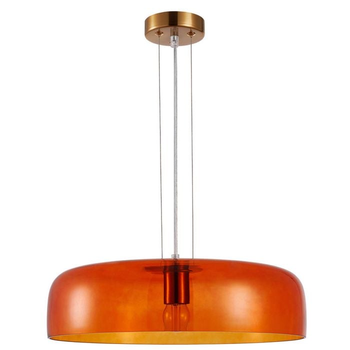 CLA Lighting Gelatina Interior Dome Glass with Brass Highlight Pendant Light Orange
