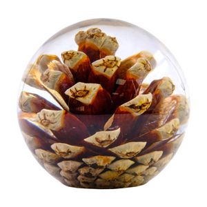 Leni Handcrafted Floral Resin Sphere W/ Real Pinecone Clear 8x7.5cm