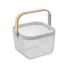 Boxsweden 25 x 25 x 17cm White Mesh Storage Basket With Bamboo Handle