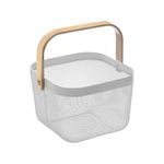 Boxsweden 25 x 25 x 17cm White Mesh Storage Basket With Bamboo Handle