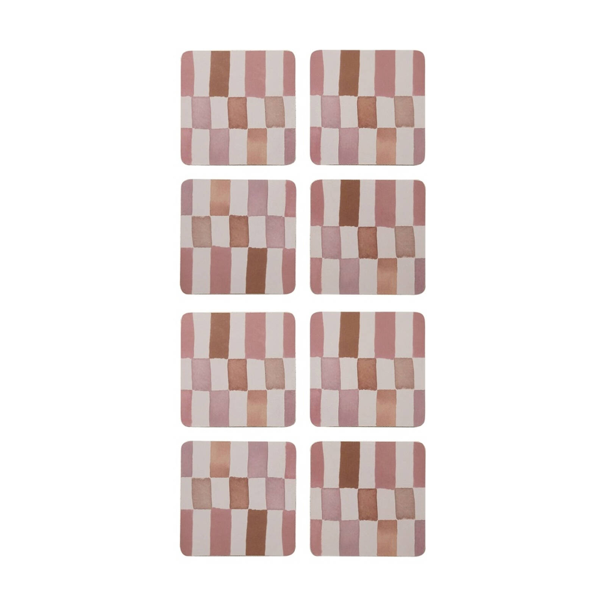 2x 4pc Ecology Retro-modern Check Rectangle Coasters Brown/pink 10cm ...