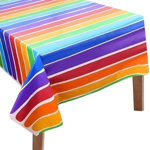 Catzon 2 Pcs Plastic Tablecloth Rainbow Theme-Stripes