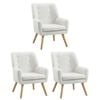 Oikiture 3x Armchair Lounge Chair Sherpa Accent Armchairs Tub Chairs Sofa White
