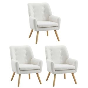 Oikiture 3x Armchair Lounge Chair Sherpa Accent Armchairs Tub Chairs Sofa White