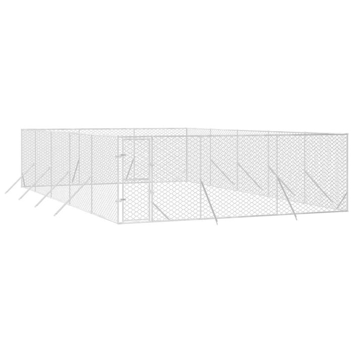 vidaXL Dog Kennel Outdoor Dog Crate Lockable Dog House Silver Galvanised Steel 6x10x2 m