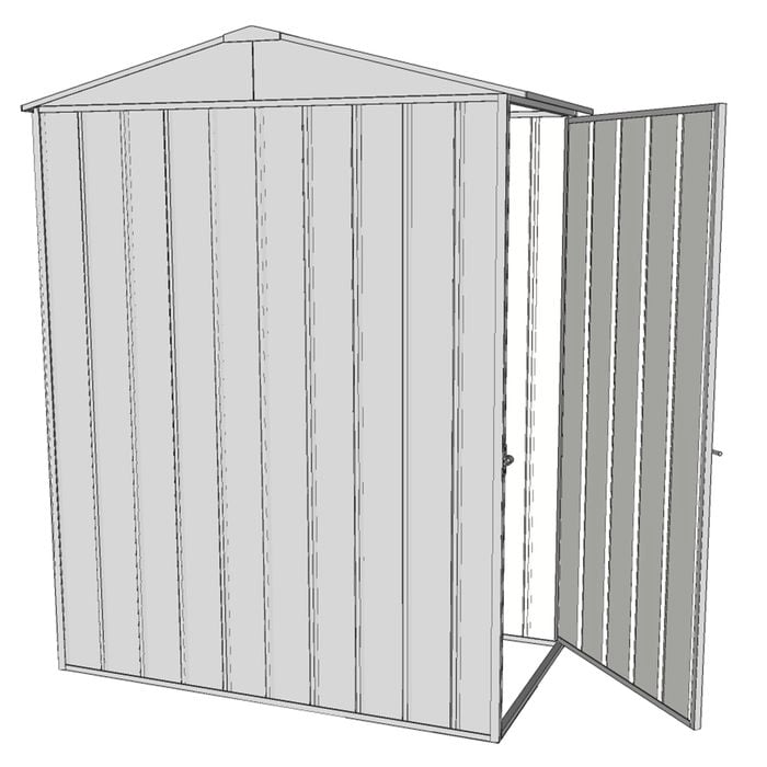 Build-a-Shed 1.5 x 0.8 x 2.3m Gable Shed with Single Hinged Side Door - Zinc