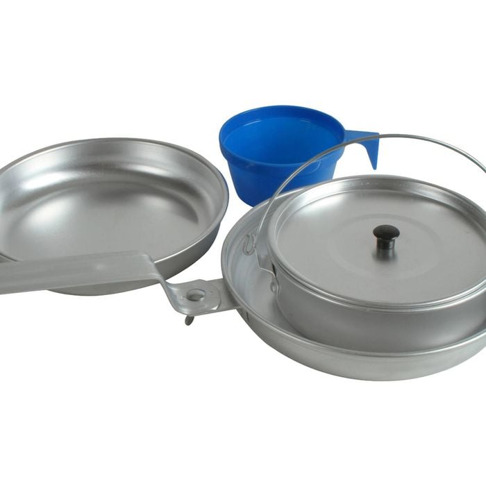 4pc Wildtrak Aluminium 1-person Mess Kit Pot/pan/cup Camping Cookware Silver