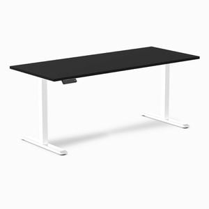 Desky Single Sit Stand Black Desk 180 X 75cm White Frame
