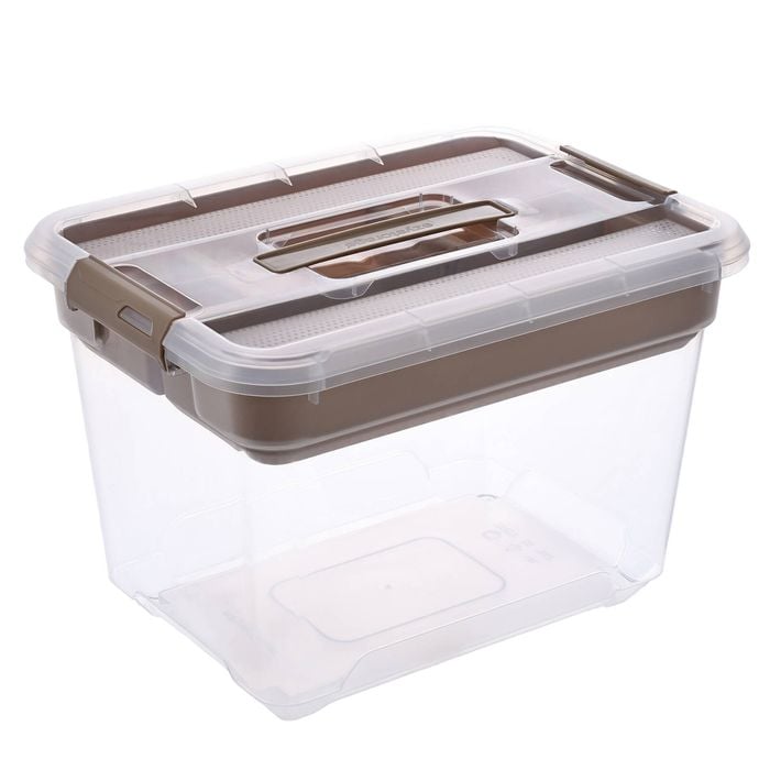 Ezy Storage 18L Solution+ Storage Box with Insert Tray Taupe 