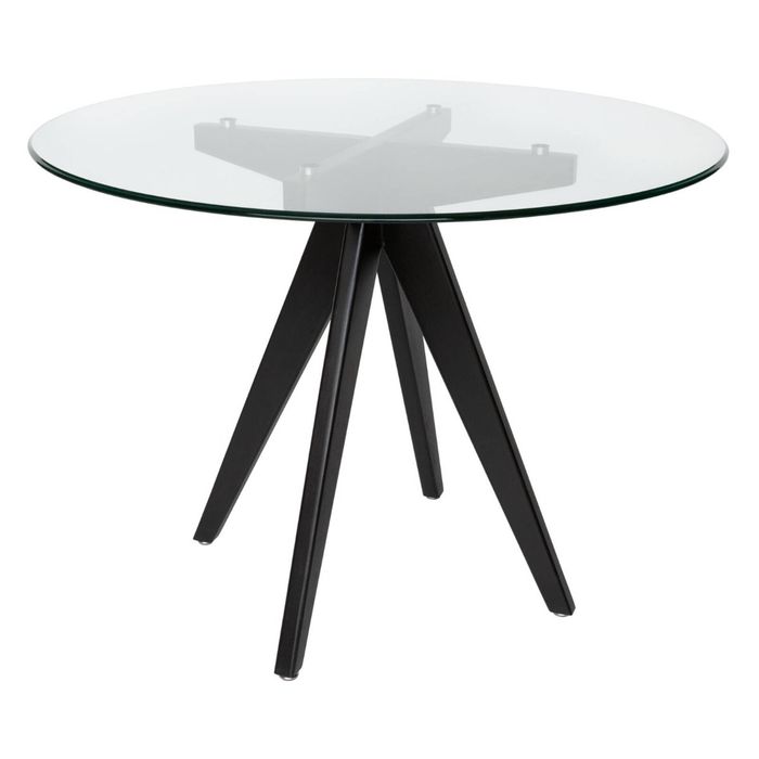 SK Designer Living | Replica Jean Prouve Inspired Round Glass Dining Table | 100cm - Black