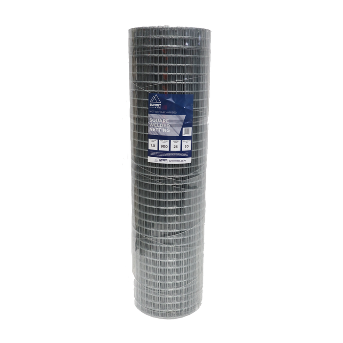 Summit Steel & Wire 900 x 25.0mm x 30m Galvanised Square Welded Mesh