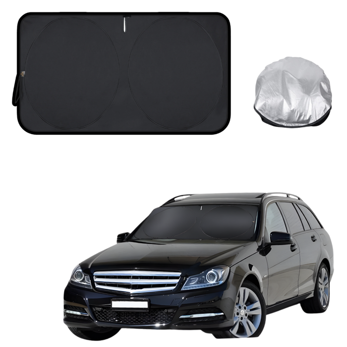 Front Windscreen Sun Shade for Mercedes-Benz C-class 2007 - 2014 Wagon (W204) - Standard 150 x 85 cm - Black