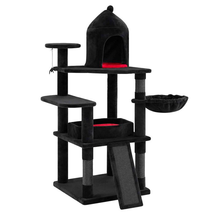 Costway 127cm Gothic Cat Tree Tower Multi-level Cat Climbing-Black
