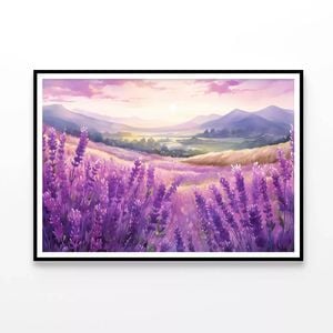 Purple Flowers, Sky & Mountains  Print 100% Australian Made 120x90cm  (Poster)
