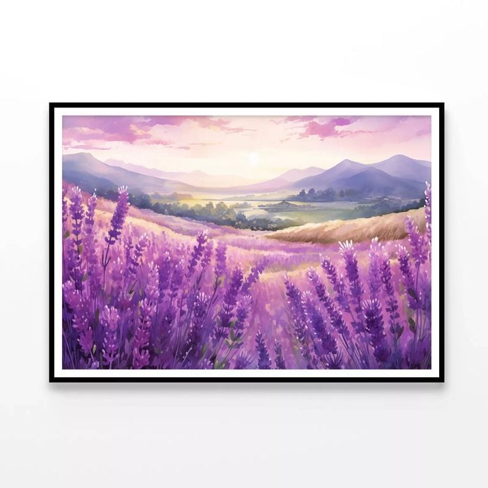 Purple Flowers, Sky & Mountains  Print 100% Australian Made 120x90cm  (Poster)