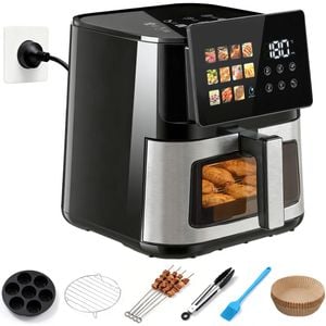 Advwin Air Fryer 10L, 12-in-1 Digital Air Fryer, Includes Baking Rack, Cake Mold, Rotisserie Set, Air Fryer Paper