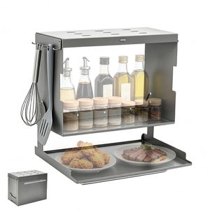Alston Wall Spice Rack Magnetic Flip Down Prep Tray Cabinet Steel Large Capacity