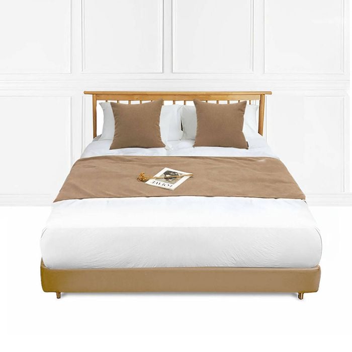 SOGA Light Brown 1.8m Vintage Bed Scarf Runner – Set of 3 Bedding Tail Pads