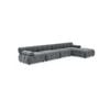 Foret 5 Seater Sofa Modular Arm Ottoman Tufted Velvet Lounge Couch Dark Grey