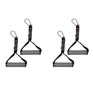 2x 2pc GoFit Power Band Pull Handle w/ Carabineer Workout Exercise Black/Grey