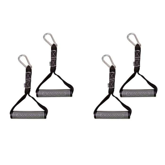 2x 2pc GoFit Power Band Pull Handle w/ Carabineer Workout Exercise Black/Grey