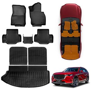 Front Rear Floor Mats Boot Liner for Mazda CX-80 CX80 2024-Onwards All Weather Heavy Duty Cargo Car Trunk Luggage Tray