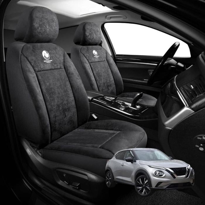 Australian Goose Edition Front Seat Covers for Nissan JUKE 2020 - Current (F16) - Suede, Universal Fit - Black