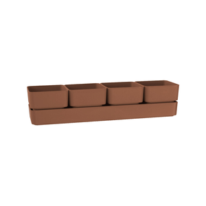 Respect Quad Square Planter with Saucer Terracotta