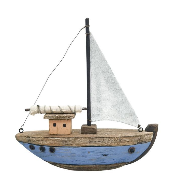 Urban Wooden Drift Boat Table Decorative Ornament 21x19cm Blue/Natural