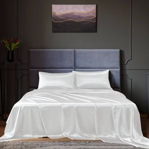 Royal Comfort Satin Sheet Set 4 Piece White King