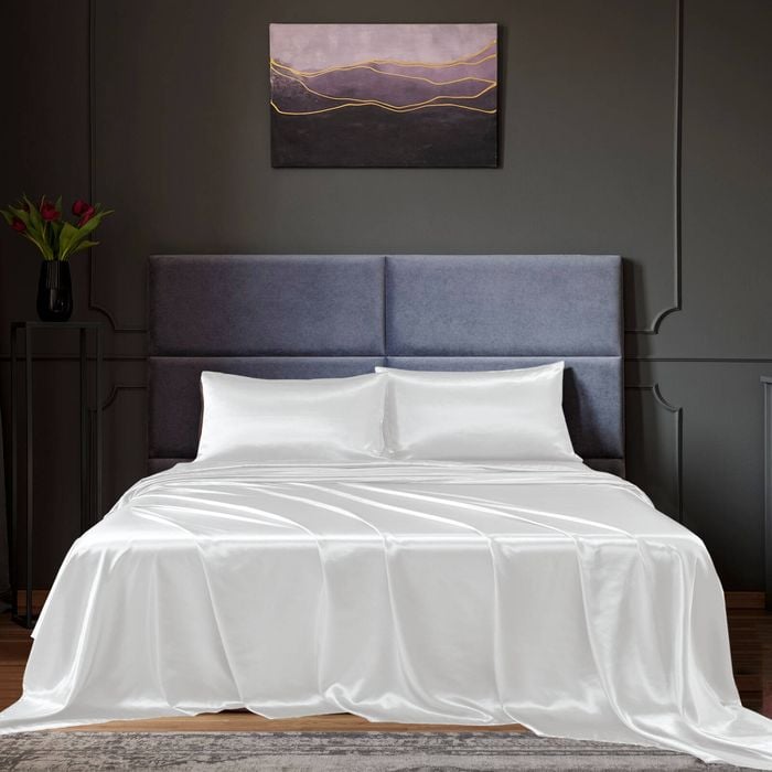 Royal Comfort Satin Sheet Set 4 Piece White King