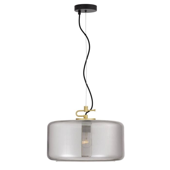 Telbix Korova Modern Pendant Hanging Lamp Light Glass Metal Brass Matt Smoke