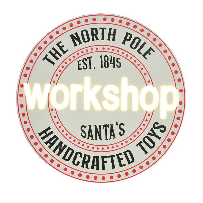 Gibson Gifts Santa's Workshop LED Wall Hanging Plaque Home Decor 36x36cm
