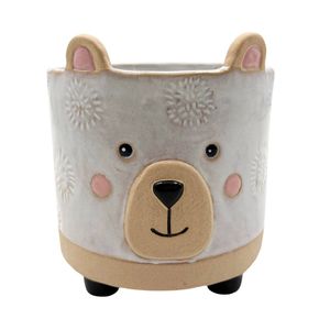Northcote Pottery 12.8 x 14.5cm White Bear Ornamental Ceramic Indoor Pot