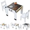 Kids Table and 2 Chairs Set Wooden with Storage