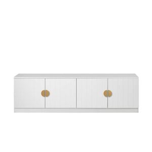 European Cabinetry Vj Panel Half Moon Brass Bucharest TV Unit White