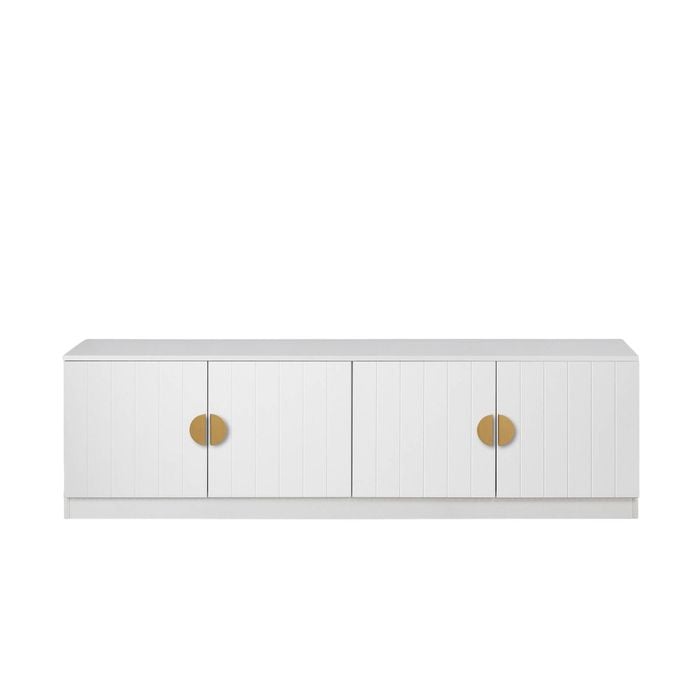 European Cabinetry Vj Panel Half Moon Brass Bucharest TV Unit White