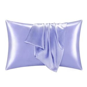 Catzon 2 Pcs 51 X 66cm Satin Pillowcases for Hair and Skin with Envelope Closure-Purple(S)