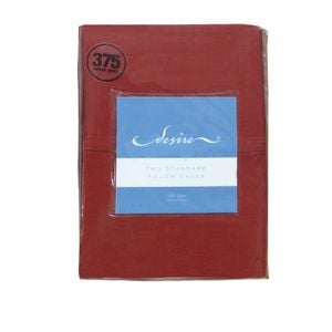 Bloomington 375TC Pair of 100% Cotton Premium Quality Standard Pillowcases Burgundy