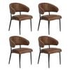 Oikiture 4x PU Leather Dining Chair Kitchen Padded Seat Brown