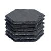 Argon Tableware 6x Hexagonal Slate Coasters - Drink Coasters Black Stone Natural Slate Rough Edge Drinks Mat Mug Glass Cup Mats
